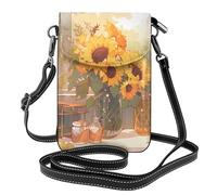 Petit sac à main pour téléphone portable 19,3 x 12,4 cm Motif tournesols YYHWHJDE sous le rebord de la fenêtre Tendance, pratique et multifonctionnel pour la marche, le camping, le shopping, les