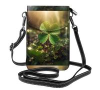 Petit sac à main pour téléphone portable 19,3 x 12,4 cm Motif trèfle WHJSHOP au soleil Impression tendance, pratique, multifonction en cuir pour femme