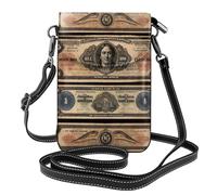 Petit sac à main pour téléphone portable 19,3 x 12,4 cm, motif vintage YYHWHJDE sur billets de banque, tendance, pratique, multifonctionnel en cuir pour femme