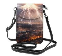 Petit sac à main pour téléphone portable 19,3 x 12,4 cm Motif YYHWHJDE Orage Volcan Tendance Pratique Multifonctionnel Étui à rabat en cuir pour femme