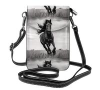 Petit sac à main pour téléphone portable 19,3 x 12,4 cm MSRHIUEF noir étalon imprimé tendance, pratique, multifonction en cuir pour femme