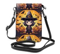 Petit sac à main pour téléphone portable 19,3 x 12,4 cm MSRHIUEF sorcière d'Halloween imprimé tendance, pratique, multifonction en cuir pour femme