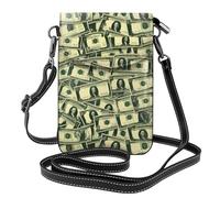 Petit sac à main pour téléphone portable 19,3 x 12,4 cm WHJSHOP avec beaucoup de dollars de dessins animés, tendance, pratique, multifonctionnel en cuir à rabat pour femme
