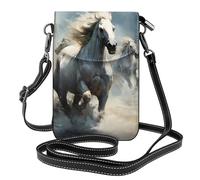 Petit sac à main pour téléphone portable 19,3 x 12,4 cm WHJSHOP Horses courant sauvage dans la rivière Impression tendance, pratique, multifonction en cuir à rabat pour femme