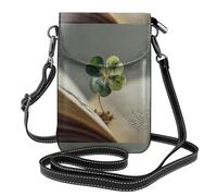 Petit sac à main pour téléphone portable 19,3 x 12,4 cm WHJSHOP le trèfle à quatre feuilles dans le livre Impression tendance, pratique, multifonction en cuir pour femme