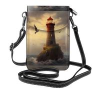Petit sac à main pour téléphone portable 19,3 x 12,4 cm WHJSHOP Little Sparrow Flying to the Lighthouse Impression tendance, pratique, multifonction en cuir à rabat pour femme