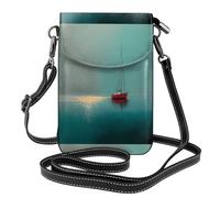 Petit sac à main pour téléphone portable 19,3 x 12,4 cm WHJSHOP Lonely Voilier Impression tendance, pratique, multifonction en cuir à rabat pour femme