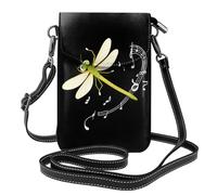 Petit sac à main pour téléphone portable 19,3 x 12,4 cm WHJSHOP Note de musique Libellule Impression tendance, pratique, multifonction en cuir pour femme