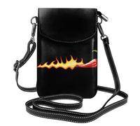Petit sac à main pour téléphone portable 19,3 x 12,4 cm WHJSSF Burning Pepper Prints Tendance, pratique, multifonction en cuir pour femme