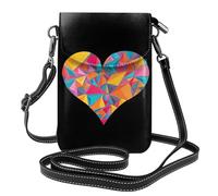 Petit sac à main pour téléphone portable 19,3 x 12,4 cm WHJSSF fragments d'amour colorés imprimés tendance, pratique, multifonctionnel en cuir pour femme