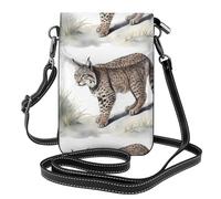 Petit sac à main pour téléphone portable 19,3 x 12,4 cm WHJSSF imprimé chat sauvage bobcat sauvage, tendance, pratique, multifonctionnel en cuir pour femme