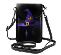 Petit sac à main pour téléphone portable 19,3 x 12,4 cm WHJSSF papillon sur chapeau de sorcière imprimés tendance, pratique, multifonction en cuir pour femme