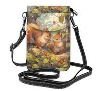 Petit sac à main pour téléphone portable 19,3 x 12,4 cm WHJSSF Petit écureuil rongeant des fruits imprimés tendance, pratique, multifonctionnel en cuir à rabat pour femme