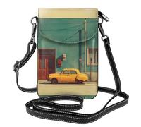 Petit sac à main pour téléphone portable 19,3 x 12,4 cm WHJSSF Retro Street Prints tendance, pratique, multifonctionnel en cuir pour femme