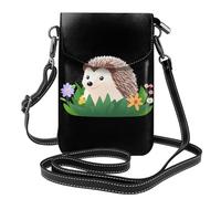 Petit sac à main pour téléphone portable 19,3 x 12,4 cm WHJSSF Un hérisson dans un parterre de fleurs Imprime tendance, pratique, multifonctionnel en cuir à rabat pour femme