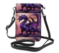 Petit sac à main pour téléphone portable 19,3 x 12,4 cm WHJSSF violet et dragons Wirte imprimés tendance, pratique, multifonctionnel en cuir pour femme