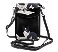Petit sac à main pour téléphone portable 19,3 x 12,4 cm YYHHAOFA Border Collie lisant une image de journal, tendance, pratique, multifonctionnel en cuir à rabat pour femme