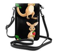 Petit sac à main pour téléphone portable 19,3 x 12,4 cm YYHHAOFA Kangourou tenant une photo de fraise, tendance, pratique, multifonctionnel en cuir à rabat pour femme