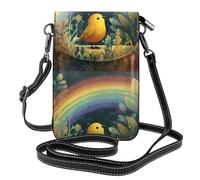 Petit sac à main pour téléphone portable 19,3 x 12,4 cm YYHHAOFA Little Birds under the Rainbow Picture Tendance, pratique, multifonction en cuir à rabat pour femme