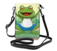 Petit sac à main pour téléphone portable 19,3 x 12,4 cm YYHHAOFA mignon grenouille amusante faisant du yoga photo, tendance, pratique, multifonctionnel en cuir pour femme