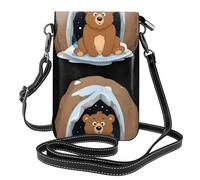 Petit sac à main pour téléphone portable 19,3 x 12,4 cm YYHHAOFA ours marron dans la grotte de neige Image tendance, pratique, multifonctionnel en cuir à rabat pour femme