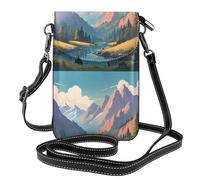 Petit sac à main pour téléphone portable 19,3 x 12,4 cm YYHHAOFA peinture à l'huile paysage image tendance, pratique, multifonction en cuir à rabat pour femme