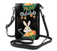 Petit sac à main pour téléphone portable 19,3 x 12,4 cm YYHHAOFA The little rabbit pushes the peach cart Picture Fashion, pratique, multifonctionnel Leather Crossbody Flap Phone Case for Women