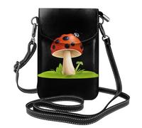 Petit sac à main pour téléphone portable 19,3 x 12,4 cm YYHWHJDE coccinelle sur champignon tendance, pratique, multifonctionnel en cuir à rabat pour femme