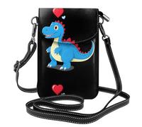 Petit sac à main pour téléphone portable 19,3 x 12,4 cm YYHWHJDE dinosaure avec motif cœur d'amour tendance, pratique, multifonctionnel en cuir pour femme