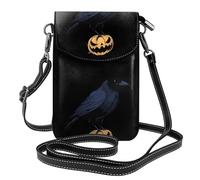 Petit sac à main pour téléphone portable 19,3 x 12,4 cm YYHWHJDE effrayant citrouille et corbeau noir, tendance, pratique et multifonctionnel pour la marche, le camping, le shopping, les voyages
