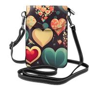 Petit sac à main pour téléphone portable 19,3 x 12,4 cm YYHWHJDE Heart Crush Flower Pattern tendance, pratique, multifonctionnel en cuir pour femme