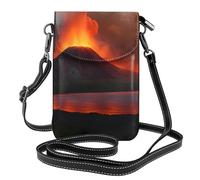 Petit sac à main pour téléphone portable 19,3 x 12,4 cm YYHWHJDE le volcan Kilauea en éruption tendance, pratique, multifonctionnel en cuir à rabat pour femme