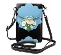 Petit sac à main pour téléphone portable 19,3 x 12,4 cm YYHWHJDE Little Clouds in the Bouquet Motif tendance, pratique, multifonctionnel Étui à rabat en cuir pour femme