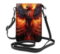 Petit sac à main pour téléphone portable 19,3 x 12,4 cm YYHWHJDE orange rouge motif phénix tendance, pratique, multifonctionnel en cuir pour femme
