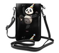 Petit sac à main pour téléphone portable 19,3 x 12,4 cm YYHWHJDE Panda portant un chapeau d'anniversaire tendance, pratique, multifonctionnel en cuir pour femme