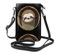 Petit sac à main pour téléphone portable 19,3 x 12,4 cm YYHWHJDE Paresseux dans un trou d'arbre Motif tendance, pratique, multifonction en cuir pour femme
