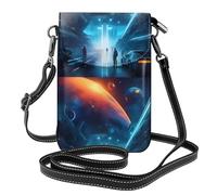 Petit sac à main pour téléphone portable 19,3 x 12,4 cm YYHWHJDE Science Fiction Future Motif tendance, pratique, multifonction en cuir à rabat pour femme