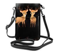 Petit sac à main pour téléphone portable 19,3 x 12,4 cm YYHWHJDE Two mignon motif cerf Sika tendance, pratique, multifonction en cuir pour femme