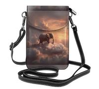 Petit sac à main pour téléphone portable de 19,3 x 12,4 cm avec impression éléphant WHJSHOP sur un nuage, tendance, pratique, multifonctionnel en cuir pour femme