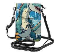 Petit sac à main pour téléphone portable de 19,3 x 12,4 cm - Imprimé dinosaure mignon - Tendance et pratique - Multifonctionnel - Étui à rabat en cuir pour femme