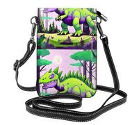 Petit sac à main pour téléphone portable de 19,3 x 12,4 cm, motif dinosaure vert YYHWHJDE tendance, pratique, multifonctionnel en cuir pour femme