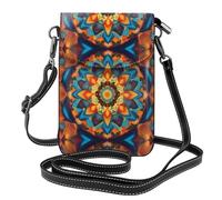 Petit sac à main pour téléphone portable de 19,3 x 12,4 cm - Motif mandala kaléidoscope YYHWHJDE - Tendance et pratique - Multifonctionnel - En cuir - Pour femme