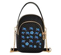 Petit sac à main toutes saisons avec poignée supérieure | Mini sac à main en polyester matelassé avec motif de tortues de mer hawaïennes Bleu