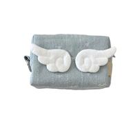 Petit sac à monnaie élégant en coton bleu avec breloque aile patron, parfait pour un usage quotidien, les dons, le plan d'étoiles oniriques, trousse de maquillage, Nœud bleu clair, Beauté de masse