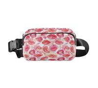 Petit sac banane abstrait marbré texturé avec sangle réglable pour voyage, gym, travail, Kiss Me Aquarelle Lèvres féminines, 1 Size