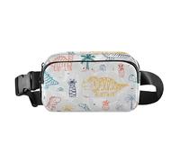 Petit sac banane avec sangle réglable - Élégant - Pour enfants, gribouillages - Dinosaures mignons - Pour femmes, hommes, adolescents - Pour voyage, shopping, course à pied, Dinosaures mignons rayés