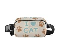 Petit sac banane avec sangle réglable I Love Cats Paw pour homme et femme - Pour le shopping, le sport, le travail