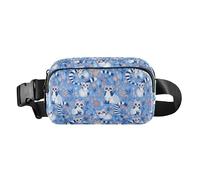 Petit sac banane avec sangle réglable pour voyage, course à pied, randonnée, Lémuriens Madagascar sur motif bleu, 1 Size