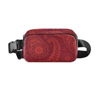 Petit sac banane bohème rouge mignon pour homme et femme, petit sac à bandoulière avec sangle réglable pour l'entraînement, la course à pied, la randonnée, Merry Christmas Bohemian Red, Taille unique