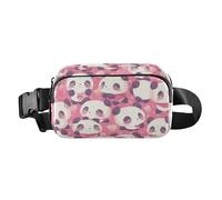 Petit sac banane élégant avec sangle réglable pour entraînement, course à pied, randonnée, Adorable dessin animé panda rose, 1 size